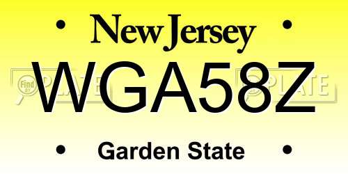 WGA58Z New Jersey License Plate