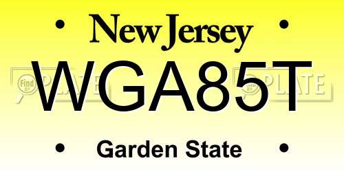 WGA85T New Jersey License Plate