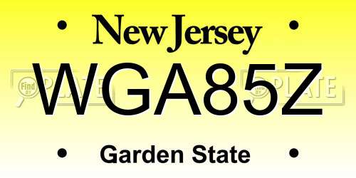 WGA85Z New Jersey License Plate