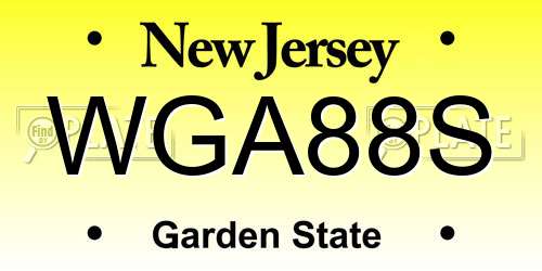 WGA88S New Jersey License Plate