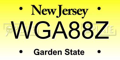 WGA88Z New Jersey License Plate