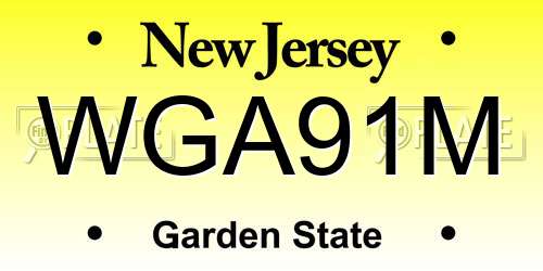 WGA91M New Jersey License Plate