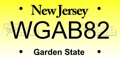 WGAB82 New Jersey License Plate