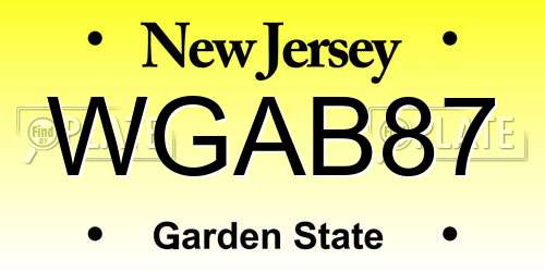 WGAB87 New Jersey License Plate