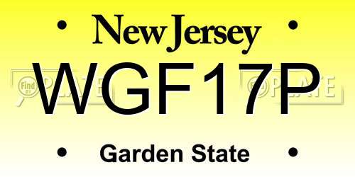 WGF17P New Jersey License Plate