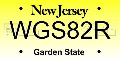 WGS82R New Jersey License Plate