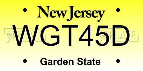 WGT45D New Jersey License Plate