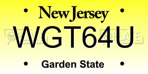 WGT64U New Jersey License Plate