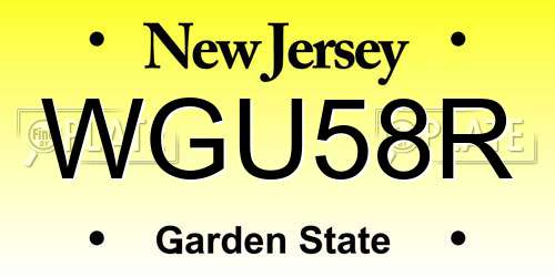 WGU58R New Jersey License Plate