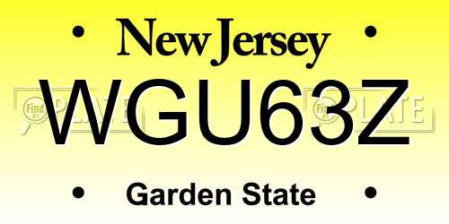 WGU63Z New Jersey License Plate