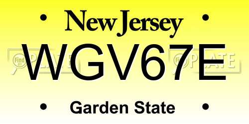 WGV67E New Jersey License Plate