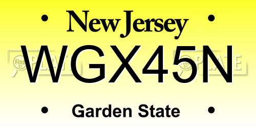 WGX45N New Jersey License Plate