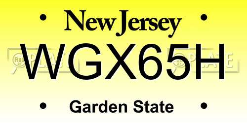 WGX65H New Jersey License Plate