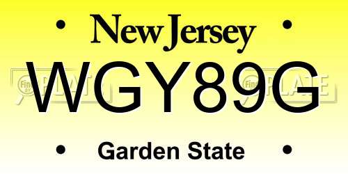 WGY89G New Jersey License Plate