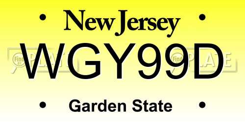 WGY99D New Jersey License Plate