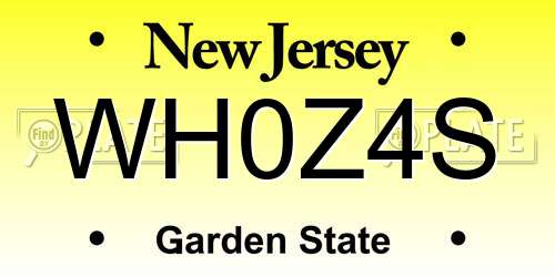 WH0Z4S New Jersey License Plate