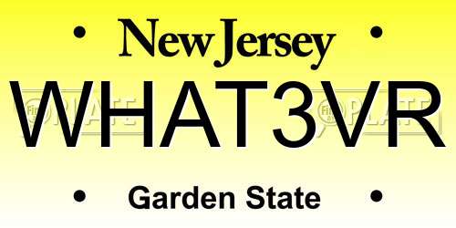 WHAT3VR New Jersey License Plate