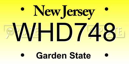 WHD748 New Jersey License Plate