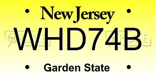 WHD74B New Jersey License Plate