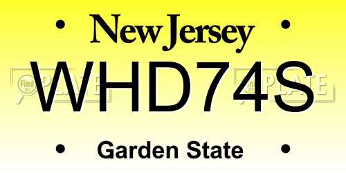WHD74S New Jersey License Plate