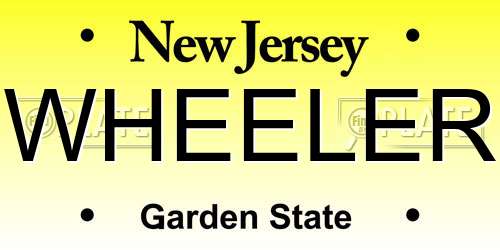WHEELER New Jersey License Plate