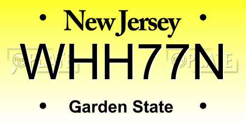WHH77N New Jersey License Plate