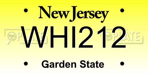 WHI212 New Jersey License Plate