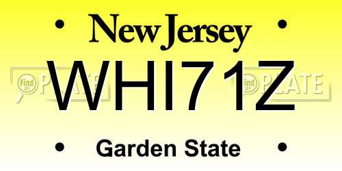 WHI71Z New Jersey License Plate
