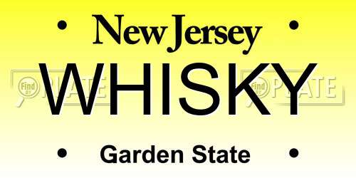WHISKY New Jersey License Plate