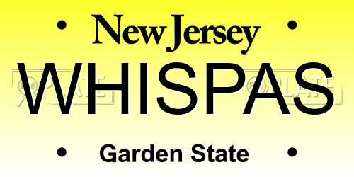 WHISPAS New Jersey License Plate