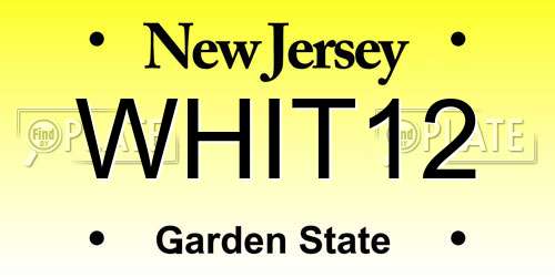 WHIT12 New Jersey License Plate
