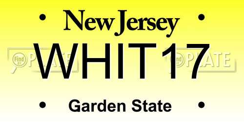 WHIT17 New Jersey License Plate