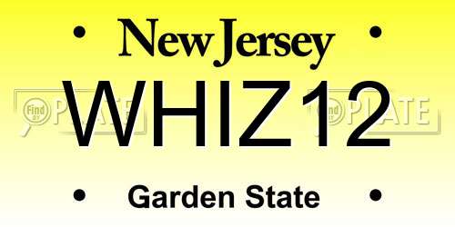 WHIZ12 New Jersey License Plate