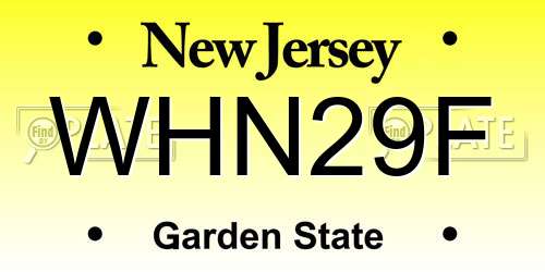 WHN29F New Jersey License Plate