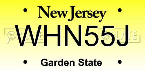 WHN55J New Jersey License Plate