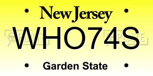 WHO74S New Jersey License Plate