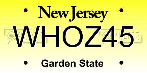 WHOZ45 New Jersey License Plate