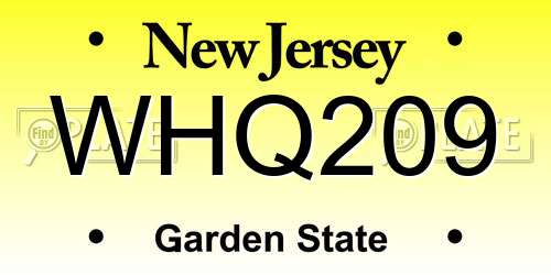WHQ209 New Jersey License Plate