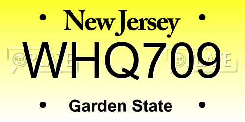 WHQ709 New Jersey License Plate