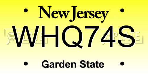 WHQ74S New Jersey License Plate