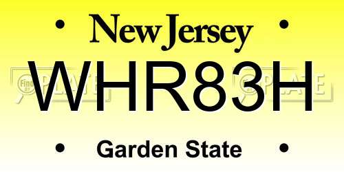 WHR83H New Jersey License Plate