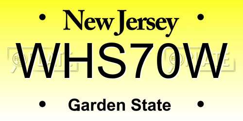 WHS70W New Jersey License Plate