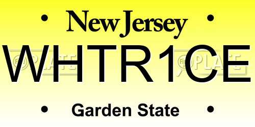 WHTR1CE New Jersey License Plate