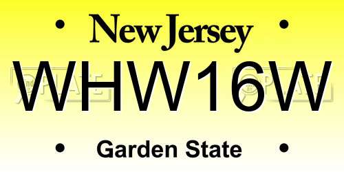 WHW16W New Jersey License Plate