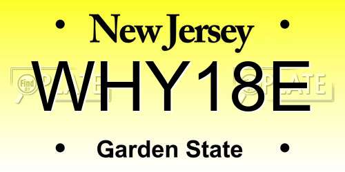 WHY18E New Jersey License Plate