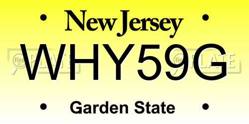 WHY59G New Jersey License Plate