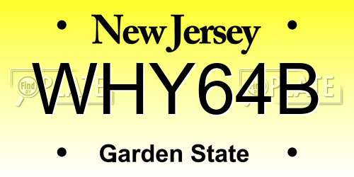 WHY64B New Jersey License Plate