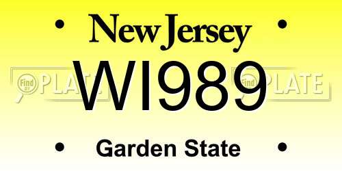 WI989 New Jersey License Plate