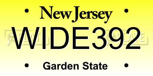 WIDE392 New Jersey License Plate