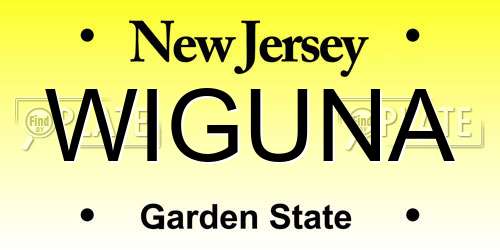WIGUNA New Jersey License Plate